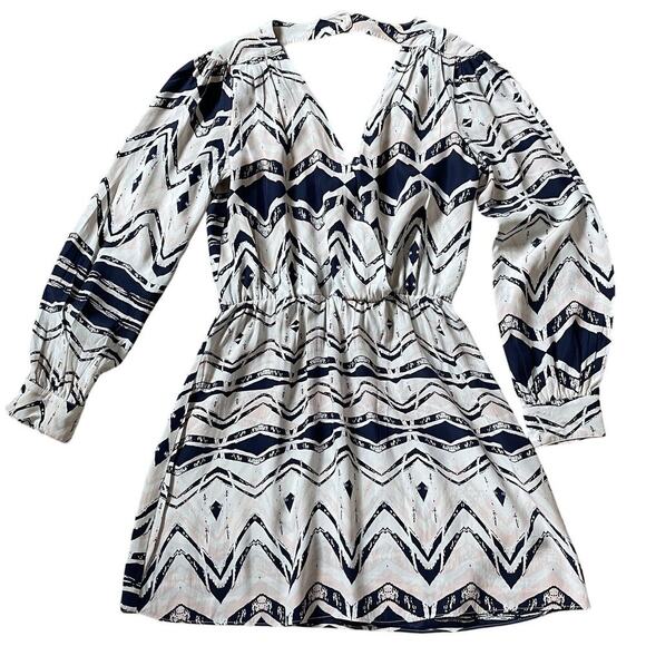 Parker 100% Silk Dress | Chevron Aztec Print, Open Back, Boho, Size M, MSRP $340 - Picture 1 of 7